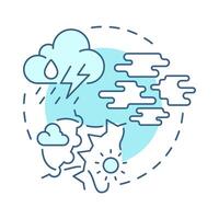 Occluded front soft blue concept icon. Cold air catching up to warm formation. Atmospheric phenomena. Round shape line illustration. Abstract idea. Graphic design. Easy to use in presentation vector