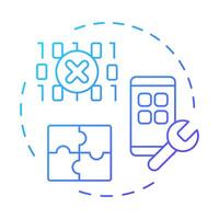 No code blue gradient concept icon. App development without programming experience. Robotic process automation. Round shape line illustration. Abstract idea. Graphic design. Easy to use in article vector