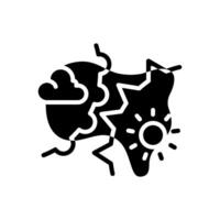 Weather fronts black glyph icon. Changing weather conditions. Atmospheric science. Sun, cloud and dynamic lines. Silhouette symbol on white space. Solid pictogram. Isolatedillustration vector