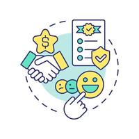 Reputation and expertise multi color concept icon. Proven expertise. Choosing contract manufacturer. Round shape line illustration. Abstract idea. Graphic design. Easy to use in article vector
