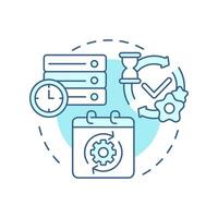 Up to date information soft blue concept icon. Current data processing. Benefit of RAG AI technology. Round shape line illustration. Abstract idea. Graphic design. Easy to use in article vector