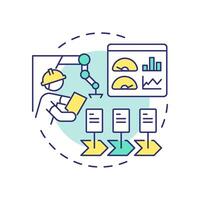 Production technologist multi color concept icon. Professional worker. Choosing contract manufacturer. Round shape line illustration. Abstract idea. Graphic design. Easy to use in article vector