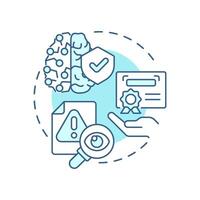 Reducing inaccurate responses soft blue concept icon. Real verified sources. Benefit of RAG services. Round shape line illustration. Abstract idea. Graphic design. Easy to use in article vector