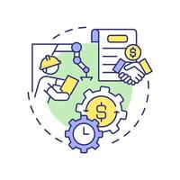Direct labor multi color concept icon. Manufacturing costs. Human resources involved in production. Round shape line illustration. Abstract idea. Graphic design. Easy to use in article vector