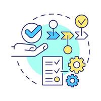 Set in order multi color concept icon. 5S methodology. Arrange items. Efficient workflow. Organization. Round shape line illustration. Abstract idea. Graphic design. Easy to use in article vector