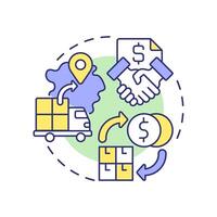 Direct materials multi color concept icon. Manufacturing costs. Sourcing, transportation in production. Round shape line illustration. Abstract idea. Graphic design. Easy to use in article vector