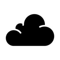 Cloud black glyph icon. Symbolizing overcast or partly cloudy weather conditions. Weather forecast. Meteorology. Silhouette symbol on white space. Solid pictogram. Isolatedillustration vector
