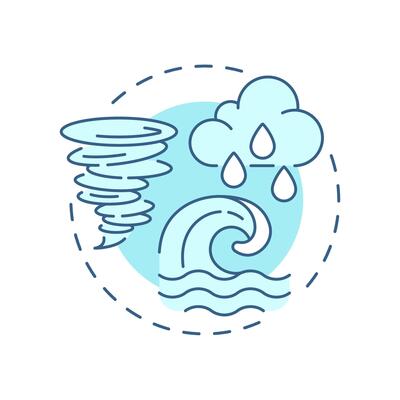 Mesoscale meteorology soft blue concept icon. Cloud physics and dynamics. Weather forecasting tools. Round shape line illustration. Abstract idea. Graphic design. Easy to use in presentation