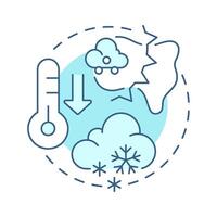 Cold front soft blue concept icon. Atmospheric phenomena researching. Climate and weather forecasting. Round shape line illustration. Abstract idea. Graphic design. Easy to use in article vector
