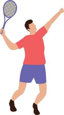 Man Playing Tennis with Red Clothes