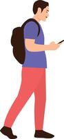 Man Holding Phone with Bag vector