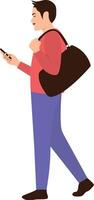 Man Holding Phone with Bag vector