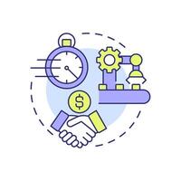 Reduction of manufacturing time multi color concept icon. Fast production process. Contract manufacturing benefit. Round shape line illustration. Abstract idea. Graphic design. Easy to use in article vector