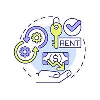 Lower initial costs multi color concept icon. Renting equipment. Contract manufacturing benefit. Round shape line illustration. Abstract idea. Graphic design. Easy to use in article vector