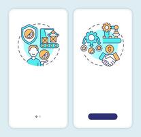 White label vs private label onboarding mobile app screen. Walkthrough 2 steps editable graphic instructions with linear concepts. UI, UX, GUI template vector