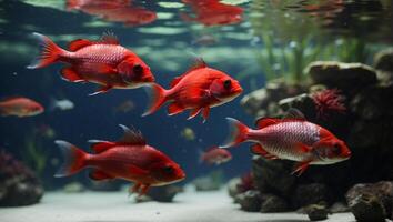 Red fish in aquarium photo