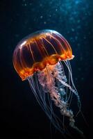 A jellyfish floating in the ocean photo