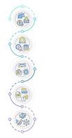Real-time tracking and monitoring infographic design templat. Field service management. Data visualization with 5 options. Process vertical flow chart vector