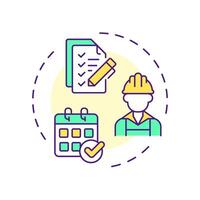 Scheduling and dispatch multi color concept icon. Key component of FSM. Field service management. Round shape line illustration. Abstract idea. Graphic design. Easy to use in article vector
