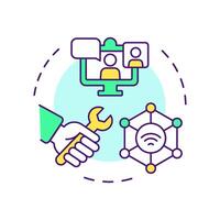Remote support multi color concept icon. Real-time tracking and monitoring. Field service management. Round shape line illustration. Abstract idea. Graphic design. Easy to use in article vector