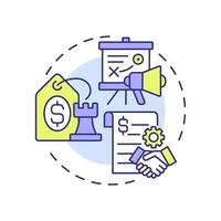 Focus on core areas multi color concept icon. Strategic priorities. Contract manufacturing benefit. Round shape line illustration. Abstract idea. Graphic design. Easy to use in article vector