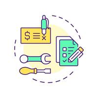 Service reports and invoicing multi color concept icon. Key component of FSM. Field service management. Round shape line illustration. Abstract idea. Graphic design. Easy to use in article vector