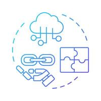 System integration blue gradient concept icon. RPA connecting software and platforms. Technology development. Round shape line illustration. Abstract idea. Graphic design. Easy to use in presentation vector