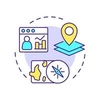Geographic analysis multi color concept icon. Marketing research based on customer location. Commercial data. Round shape line illustration. Abstract idea. Graphic design. Easy to use in presentation vector