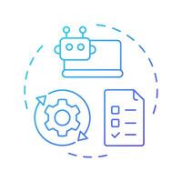 Automating repetitive tasks blue gradient concept icon. RPA technology improving workflow routine. Round shape line illustration. Abstract idea. Graphic design. Easy to use in presentation vector