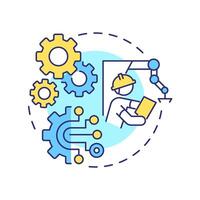 Contract manufacturing multi color concept icon. Production of individual parts. Industrial process. Automation. Round shape line illustration. Abstract idea. Graphic design. Easy to use in article vector