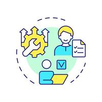 Work order management multi color concept icon. Core feature of FMS system. Field service management. Round shape line illustration. Abstract idea. Graphic design. Easy to use in article vector