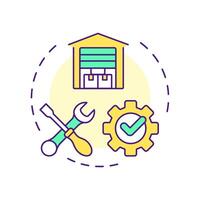 Parts management multi color concept icon. Inventory management. Key component of FSM. Field service management. Round shape line illustration. Abstract idea. Graphic design. Easy to use in article vector
