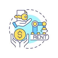 Renting equipment or facility multi color concept icon. Industrial resource management. Operational efficiency. Round shape line illustration. Abstract idea. Graphic design. Easy to use in article vector