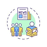 Print audience multi color concept icon. Assessing readership for newspapers and magazines. Marketing data. Round shape line illustration. Abstract idea. Graphic design. Easy to use in presentation vector