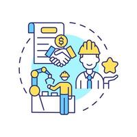 Labor or service subcontracting multi color concept icon. Outsourcing specialized work. Workforce management. Round shape line illustration. Abstract idea. Graphic design. Easy to use in article vector