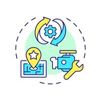 Asset management multi color concept icon. Tracking, maintenance. Core feature of FMS. Field service management. Round shape line illustration. Abstract idea. Graphic design. Easy to use in article vector