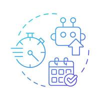 Fast deployment blue gradient concept icon. RPA configured to meet business needs. Easy integration software. Round shape line illustration. Abstract idea. Graphic design. Easy to use in presentation vector