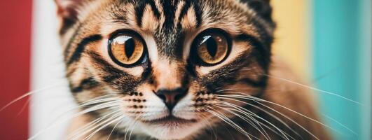 A close up of a cat with big eyes photo