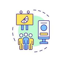 Out of home audience multi color concept icon. Advertisements displayed in public spaces impact research. Round shape line illustration. Abstract idea. Graphic design. Easy to use in infographic vector