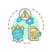 Defect managemnet multi color concept icon. Core feature of FMS system. Field service management. Round shape line illustration. Abstract idea. Graphic design. Easy to use in article vector