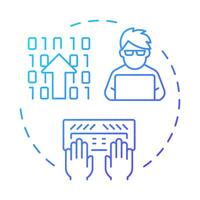 High code blue gradient concept icon. App development approach of RPA. Automating routine programming tasks. Round shape line illustration. Abstract idea. Graphic design. Easy to use in article vector
