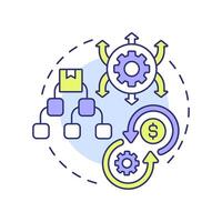 Diversified product offerings multi color concept icon. Expanded product lines. Contract manufacturing benefit. Round shape line illustration. Abstract idea. Graphic design. Easy to use in article vector