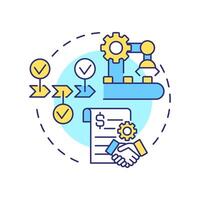 End-to-end manufacturing multi color concept icon. Production process from planning to delivery. Production line. Round shape line illustration. Abstract idea. Graphic design. Easy to use in article vector