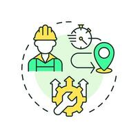 Improve technician utilization multi color concept icon. Benefit of FSM. Field service management. Round shape line illustration. Abstract idea. Graphic design. Easy to use in article vector