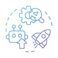 RPA pilot blue gradient concept icon. Trial launch of automation system. Testing bot in real environment. Round shape line illustration. Abstract idea. Graphic design. Easy to use in presentation vector