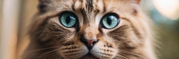 A close up of a cat with big green eyes photo