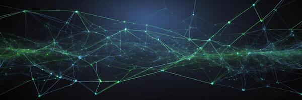 Abstract background with green lines and dots photo