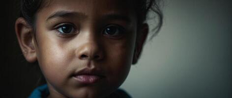 A close up of a young girl with big eyes photo