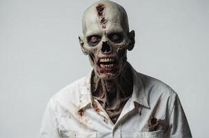 A man with a zombie face and bloodied face photo