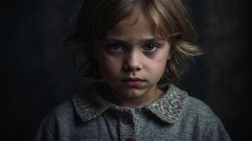 A young child with blue eyes looking at the camera photo